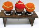 Rare Vintage Set 3 Wood Funny Faces Cork Bottle St