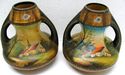 Antique H Bequet Belgium Vintage pair of vases Pai