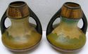 Antique H Bequet Belgium Vintage pair of vases Pai