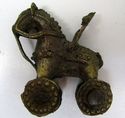 Asian Antique Bronze Figurine Pull Toy Horse Hand 