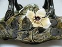 Antique Old Majolica Pottery Vase Flowers Leaf Vin