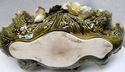 Antique Old Majolica Pottery Vase Flowers Leaf Vin