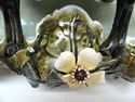 Antique Old Majolica Pottery Vase Flowers Leaf Vin