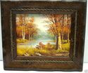 Gorgeous Oil Canvas Painting Landscape w Trees Vin