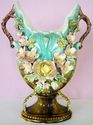 Stunning Antique MAJOLICA Trophy Art VASE Vintage 