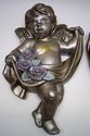 Pair of Vintage Gold Angels Cherubs Shabby Wall Ha