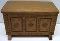 Vintage Carved Wood Treasure Chest Jewelry Box Sto