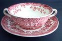 Antique Royal Worcester Red Delft Avon Scenes Cons