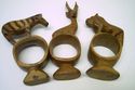 Lot 3 Napkin Rings Art Carved Wood Wild Animals Li