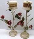 Fantastic Pair of 2 shabby Metal Flowers pink Rose