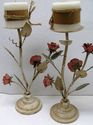 Fantastic Pair of 2 shabby Metal Flowers pink Rose