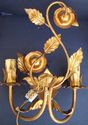 Vintage TOLE Sconce chandelier Gilded Bronzed Cand
