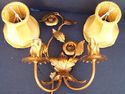 Vintage TOLE Sconce chandelier Gilded Bronzed Cand