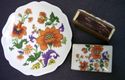 Vintage signed Limoges France plate 2 match box ho