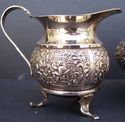 Antique Silver Sugar Creamer set Repousse Hallmark