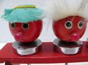 Fantastic Rare Vintage Set of 4 Wood Funny Faces C