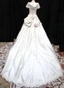 Vintage Ivory Silk Lace Beaded Wedding Gown Dress 