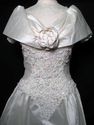 Vintage Ivory Silk Lace Beaded Wedding Gown Dress 