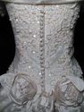 Vintage Ivory Silk Lace Beaded Wedding Gown Dress 