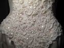 Vintage Ivory Silk Lace Beaded Wedding Gown Dress 