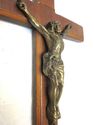 Antique Era Religious Old Wood Crucifix Cross Bron