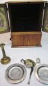 Antique Service Homan Silver Sick-Call Wood Tripty