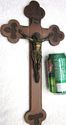 Antique Ornate Religious Crucifix Wood Cross Coppe