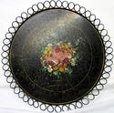 Great Handpainted Serving Tray Vintage Toleware Fl