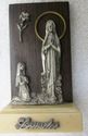 Vintage Pewter Holy Virgin Mary Bernadette Lourdes