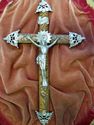 Antique Wood Framed Crucifix Cross Devotional Vint