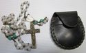 Antique Old Devotional Rosary w Storage Bag Glass 