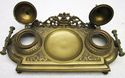 Fine Ornate Victorian Era Antique Solid Brass Inkw