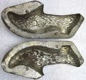 Pair Antique Tin Metal Mold Dutch Vintage Shoe Sha