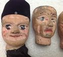 Rare Set 4 Antique Wooden Carved Hand Painted Pupp