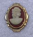 Awesome Vintage Lady's Cameo Brooch Jewelry Gold C