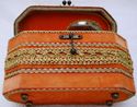 Vintage 1950s Womens Embellished Wood Box Purse wi