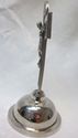 Vintage Era Religious Crucifix Chrome On Stand Cro