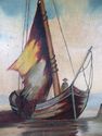 Antique Original Old Dutch Painting Ship Sloop wit