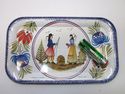 Small Decorative Tin Serving Tray Real signed Vint