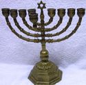 Stunning Antique Brass Chanukah Menorah Hanukkah 9