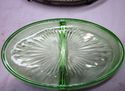 Vintage Green Vaseline Uranium Art Glass Divided H