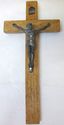 Antique Religious Crucifix Wood Cross Pewter Jesus