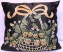 Vintage Embroidered Pillow Cushion 1940s With Stra