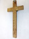 Antique Religious Crucifix Wood Cross Pewter Jesus