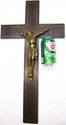 Lg Antique Religious Crucifix  Brass Inlay Cross  