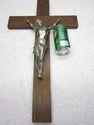 Antique Religious Crucifix Wood Cross w silver Jes