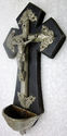 Fantastic Old Antique Crucifix Cross Holy Water Fo