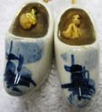 Vintage Miniature Clogs Delft Blue Pottery Hand Pa