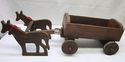 American Antique Toy Pull Horses and Carriage Vint