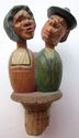  Vintage ANRI Hand Carved Wood Bottle stopper Kiss